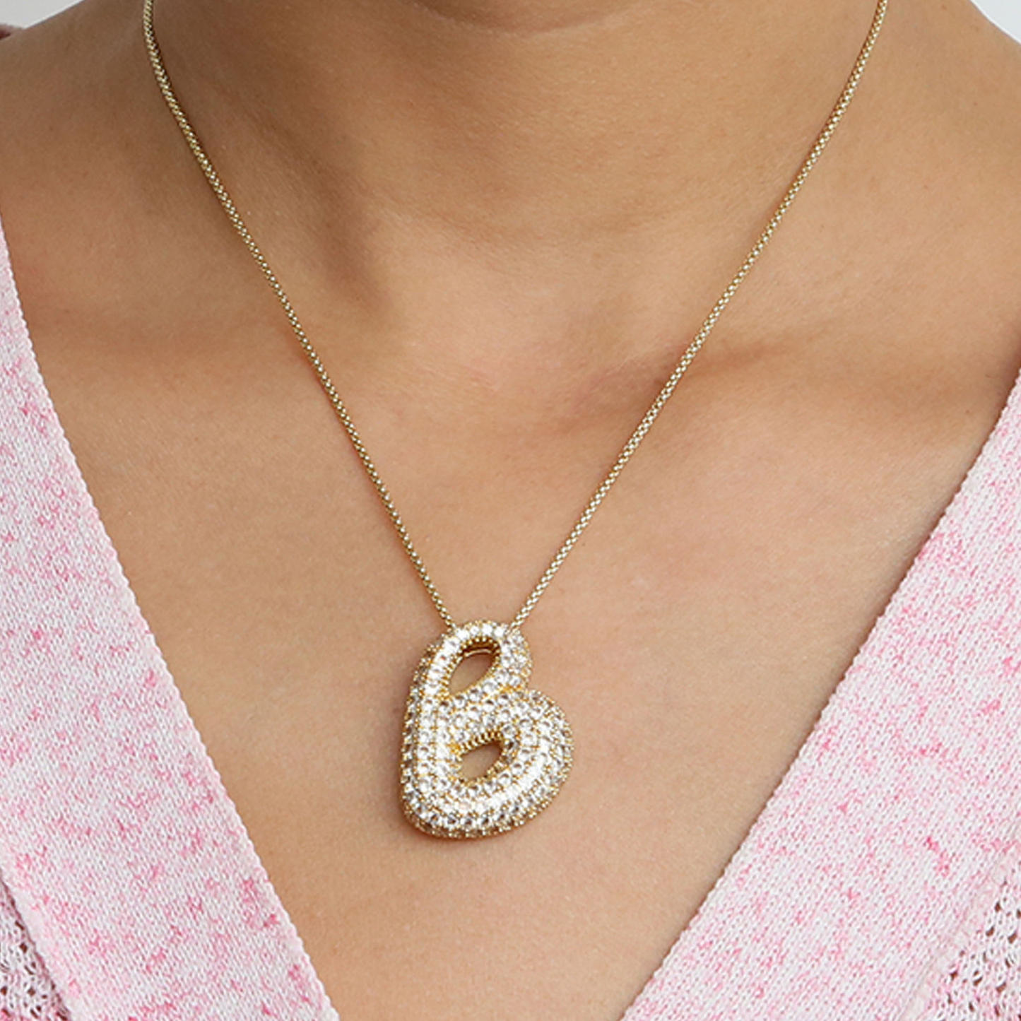 Big Letter Sparkle Initial Necklaces