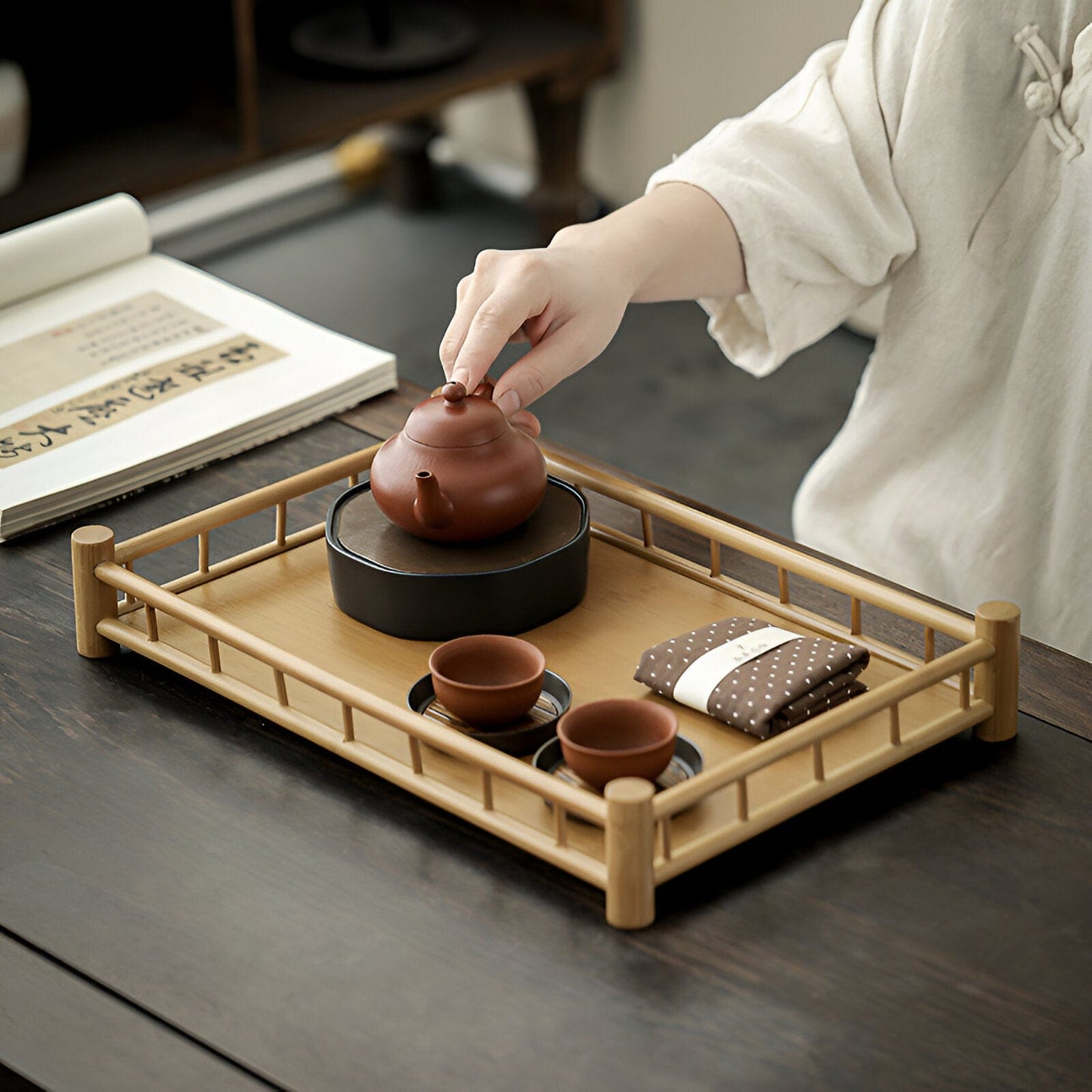 Natural Wooden Tea Serving Set - Luxicro