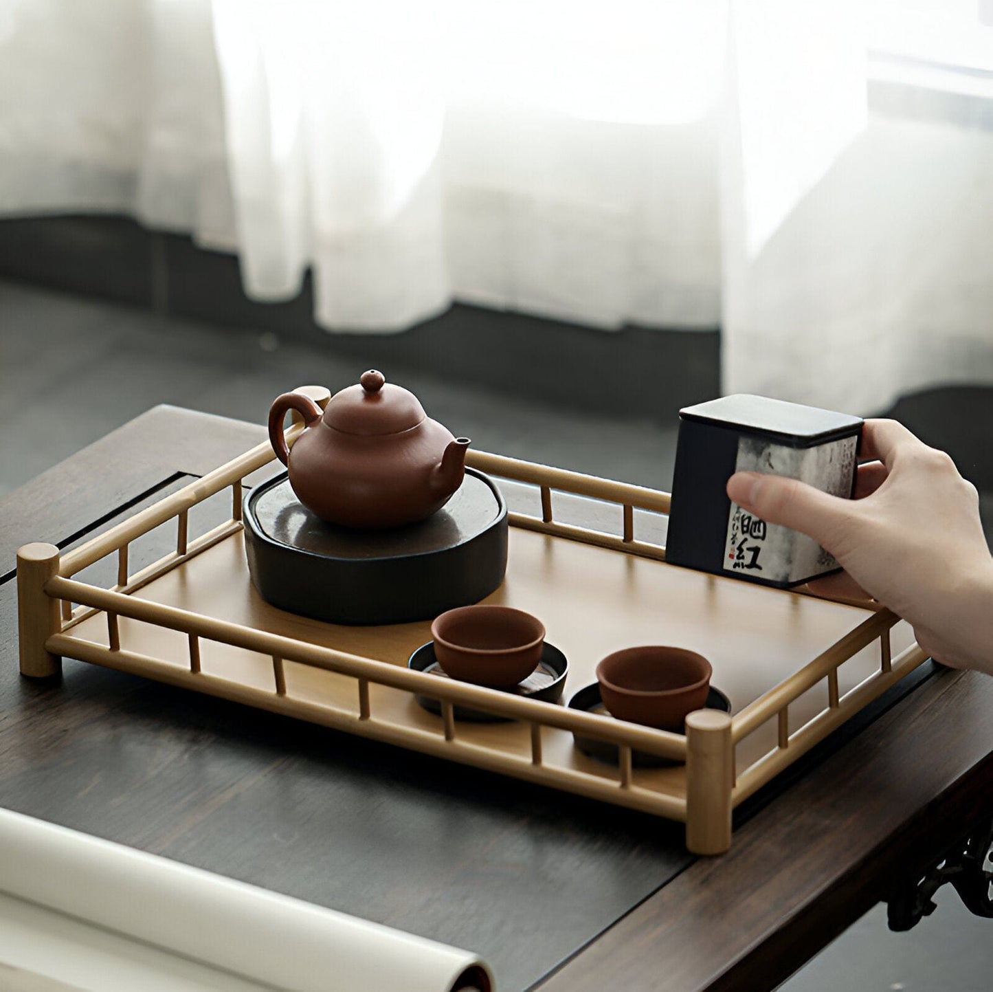 Natural Wooden Tea Serving Set