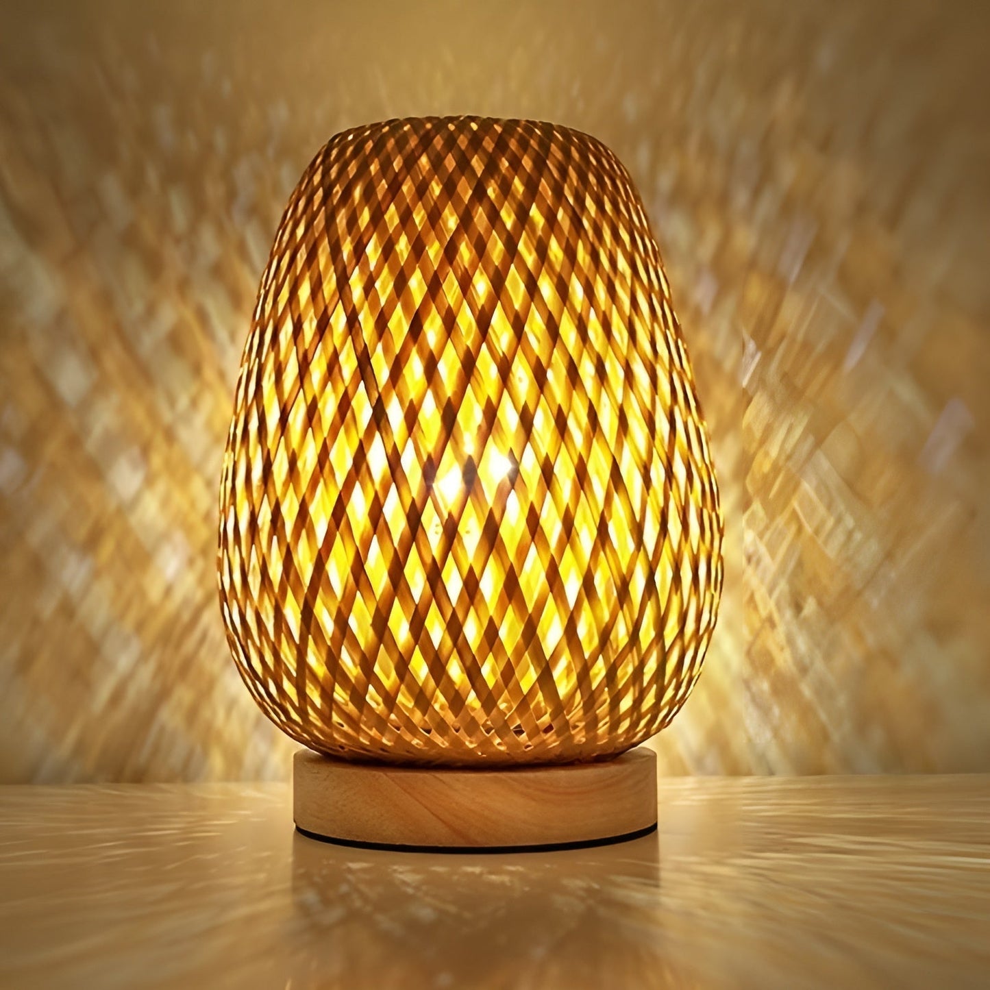 Green Bamboo Table Lamp with USB Charger - Luxicro
