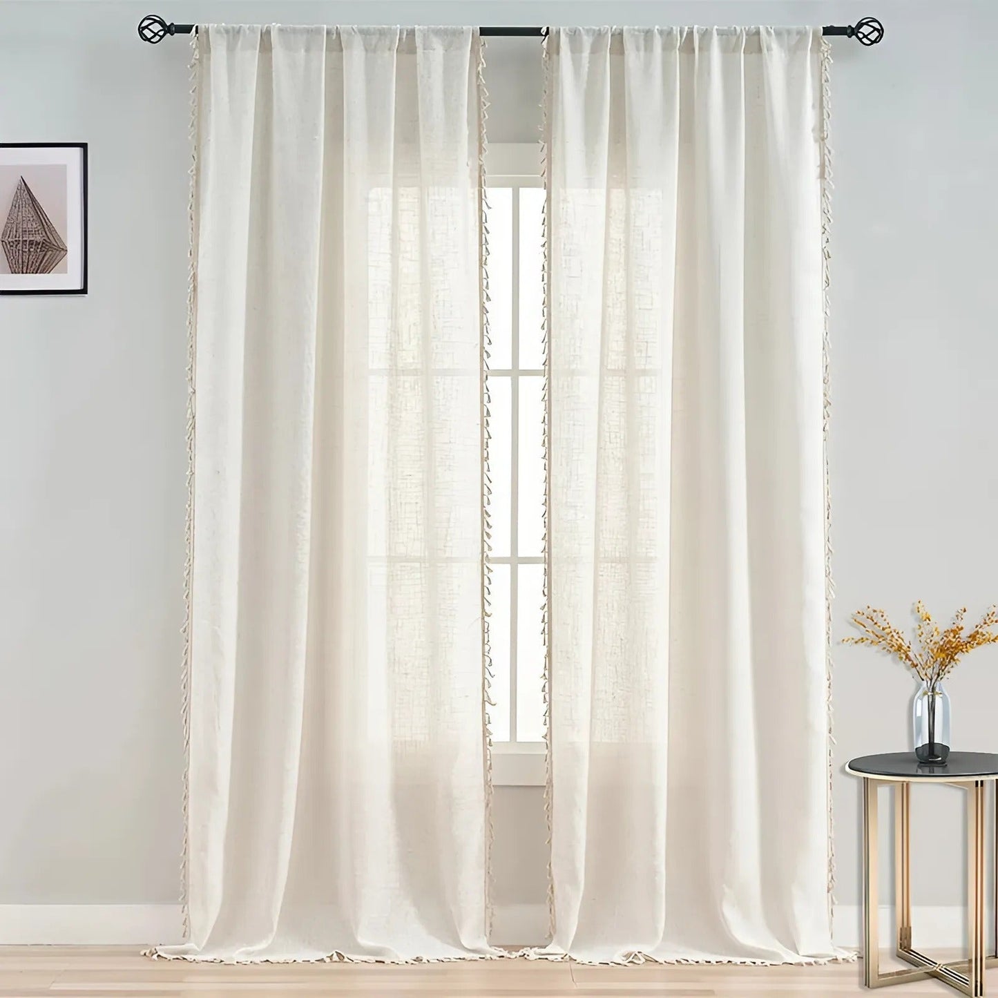 Lightweight Woven Semi Sheer Window Curtains - Luxicro