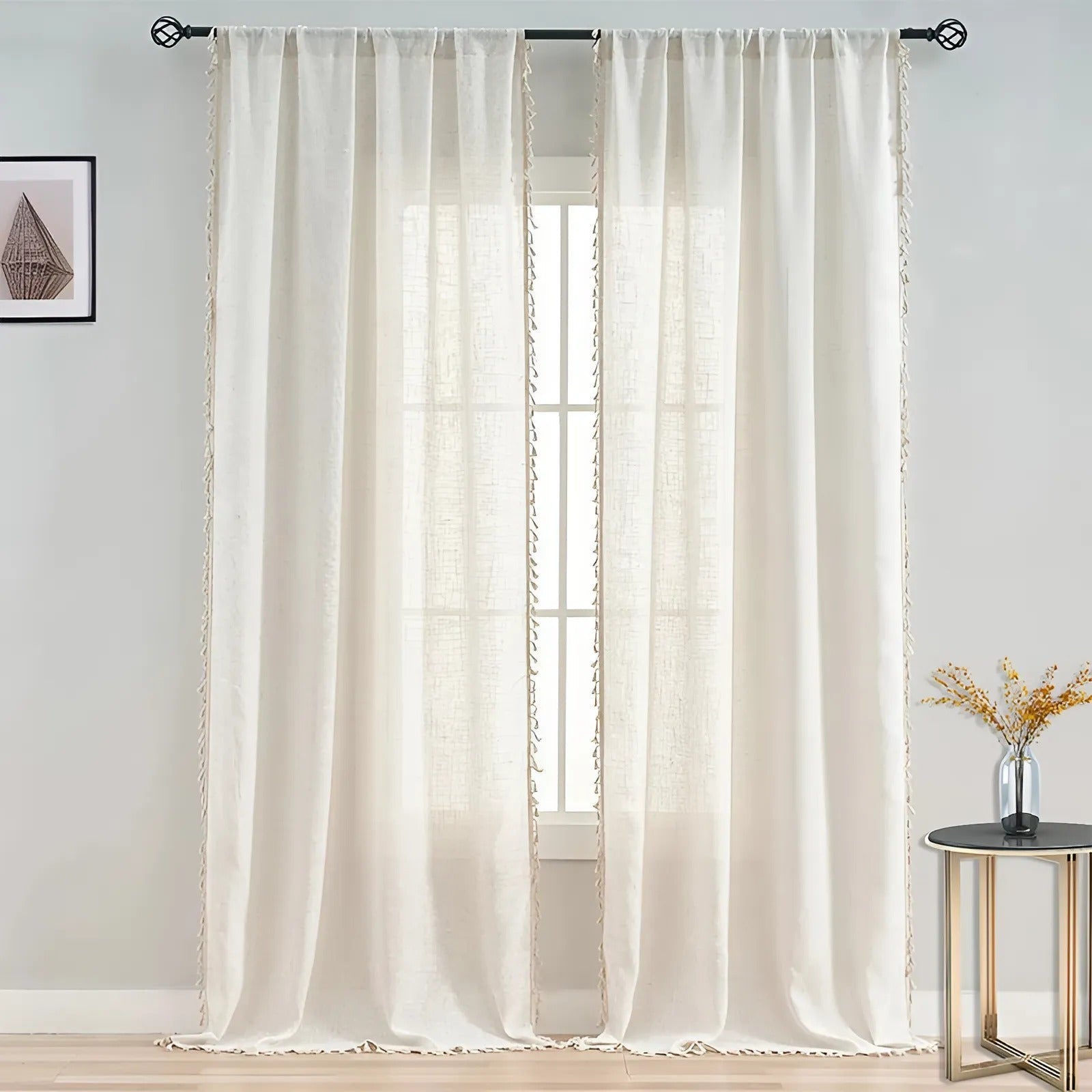 Lightweight Woven Semi Sheer Window Curtains - Luxicro