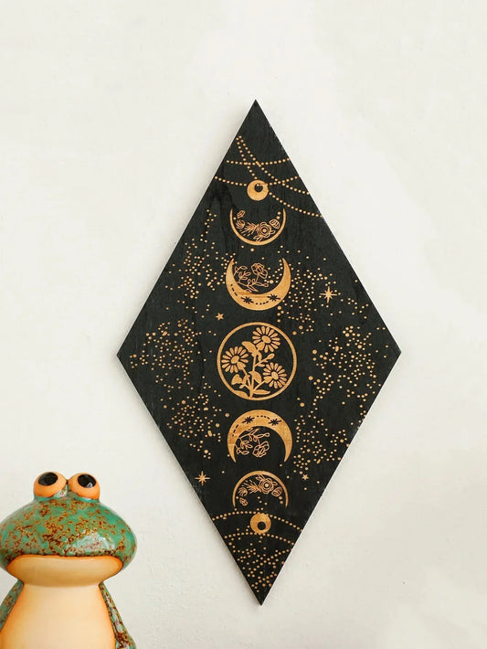 Bohemian Wooden Wall Art Moon Phase Decor - Luxicro