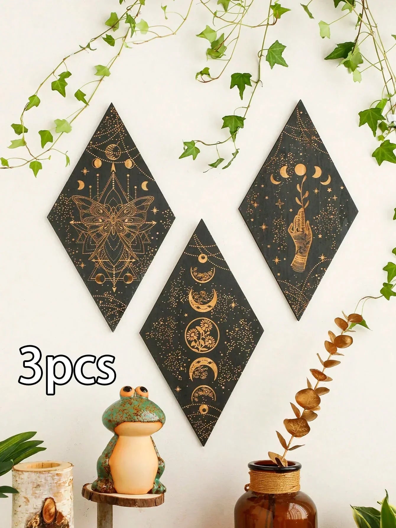 Bohemian Wooden Wall Art Moon Phase Decor
