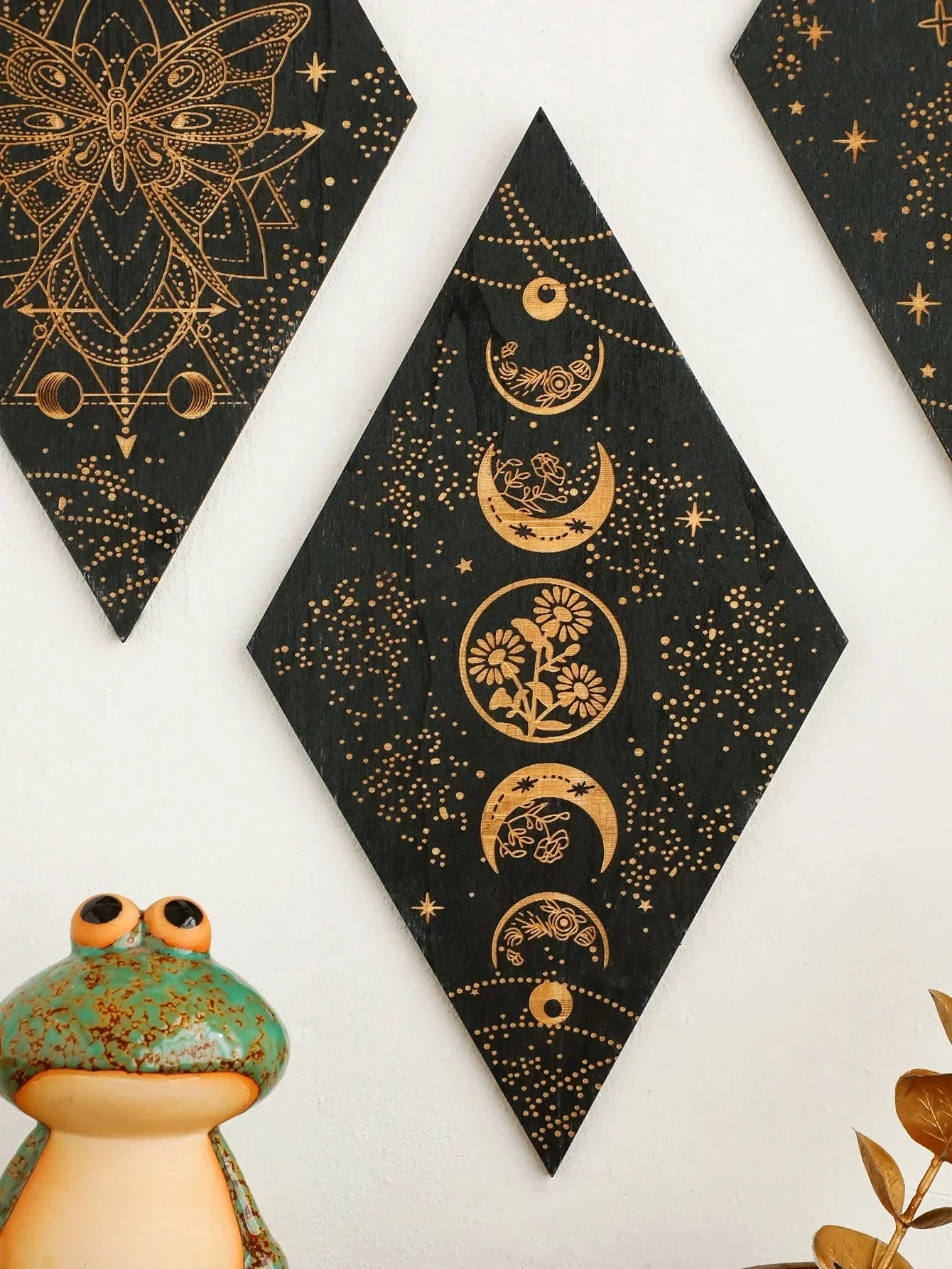 Bohemian Wooden Wall Art Moon Phase Decor