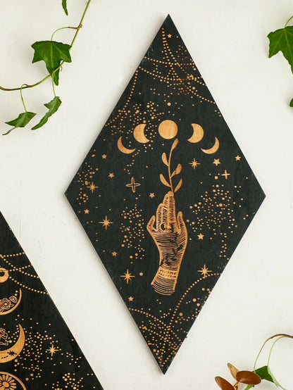 Bohemian Wooden Wall Art Moon Phase Decor