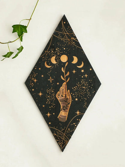 Bohemian Wooden Wall Art Moon Phase Decor