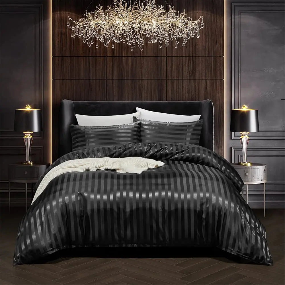 Luxury Black Satin Bedding Set