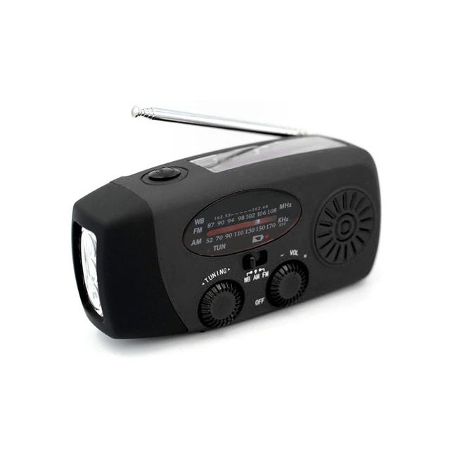 Compact Solar Powered Radio with Flashlight & Power Bank