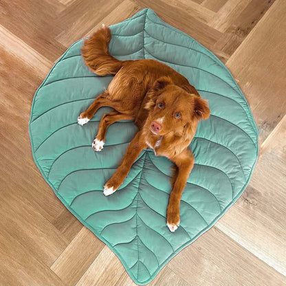 Plush Pet Throw Blanket Green Leaf Pattern