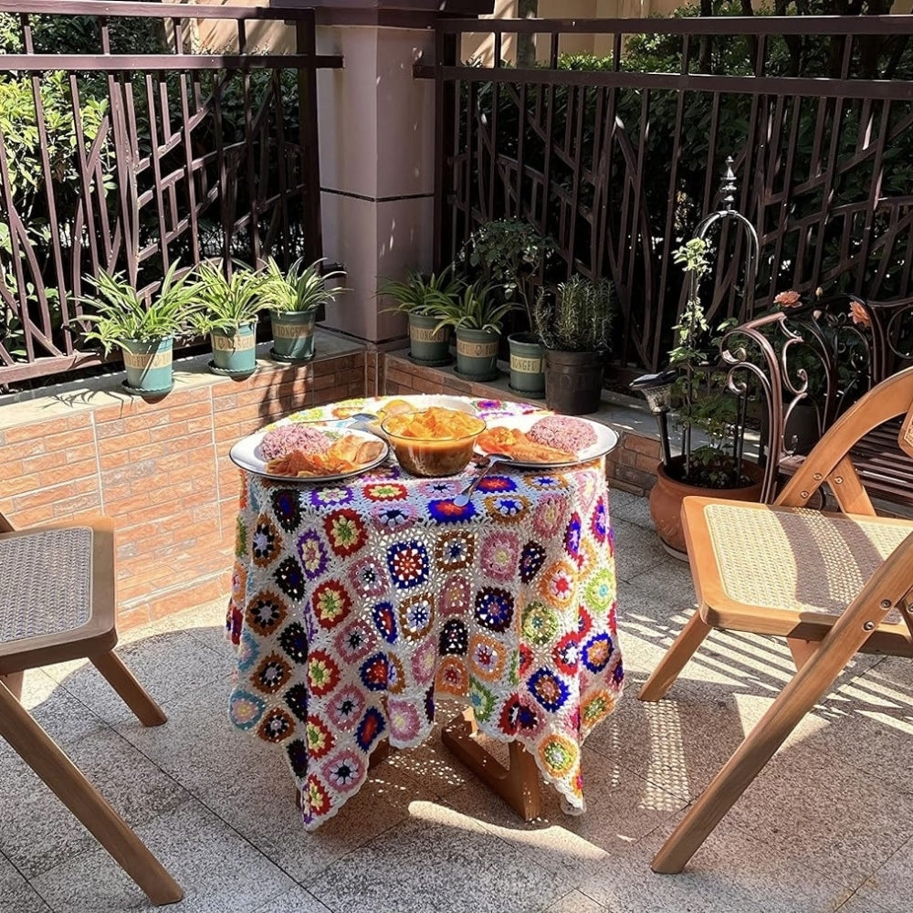 Colorful Floral Crochet Throw Blanket - Luxicro