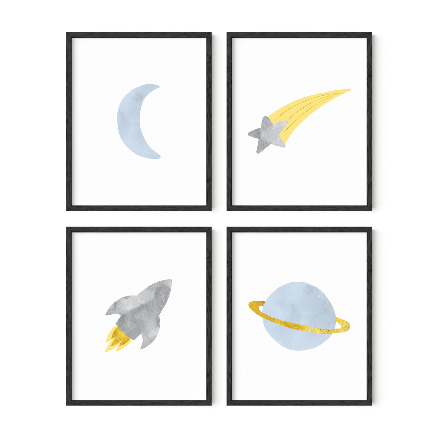Colorful Galaxy Wall Art Set of 4 Prints