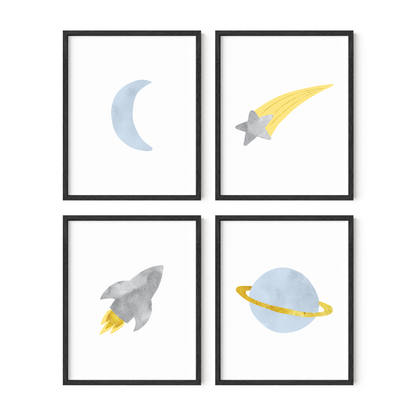 Colorful Galaxy Wall Art Set of 4 Prints