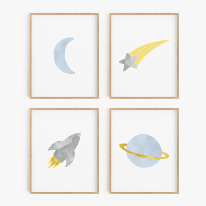 Colorful Galaxy Wall Art Set of 4 Prints - Luxicro