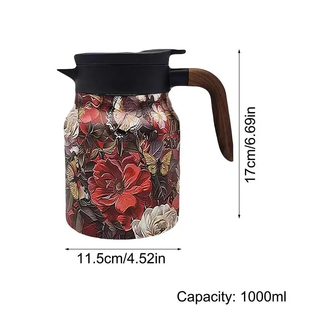 Classic Floral Teapot with Infuser 1000ml Stainless Steel