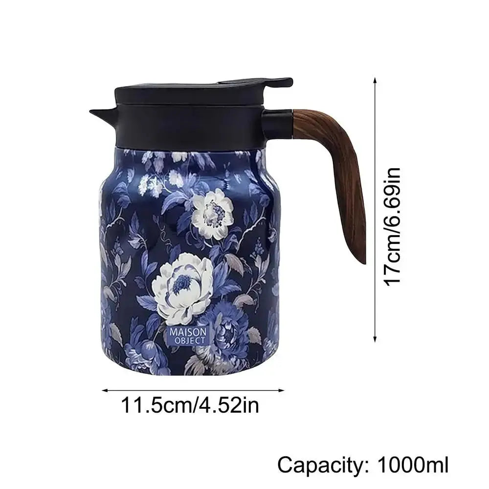Classic Floral Teapot with Infuser 1000ml Stainless Steel