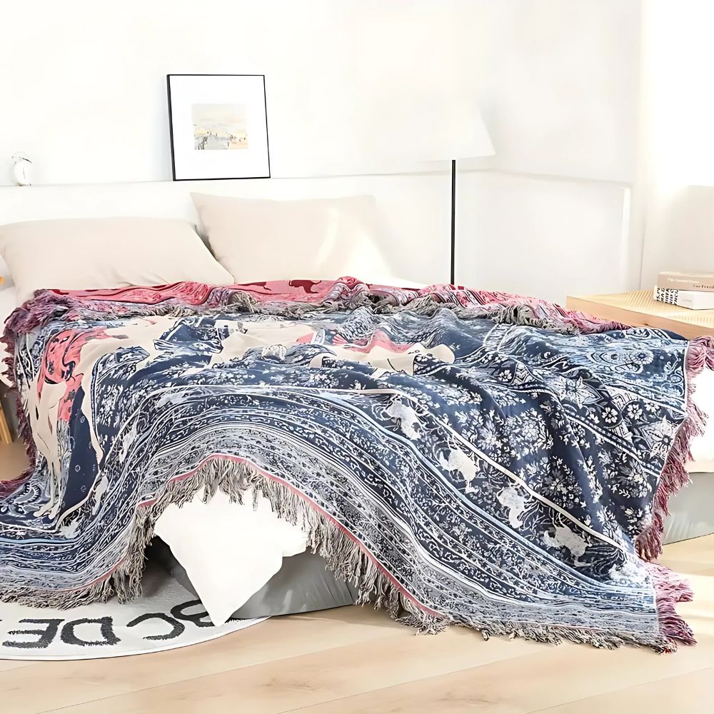 Vintage Horse Pattern Throw Blanket