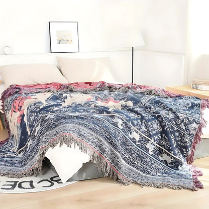 Vintage Horse Pattern Throw Blanket