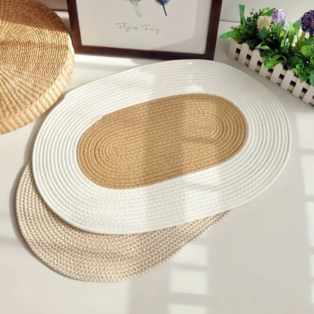 Natural Fiber Woven Oval Mat - Luxicro