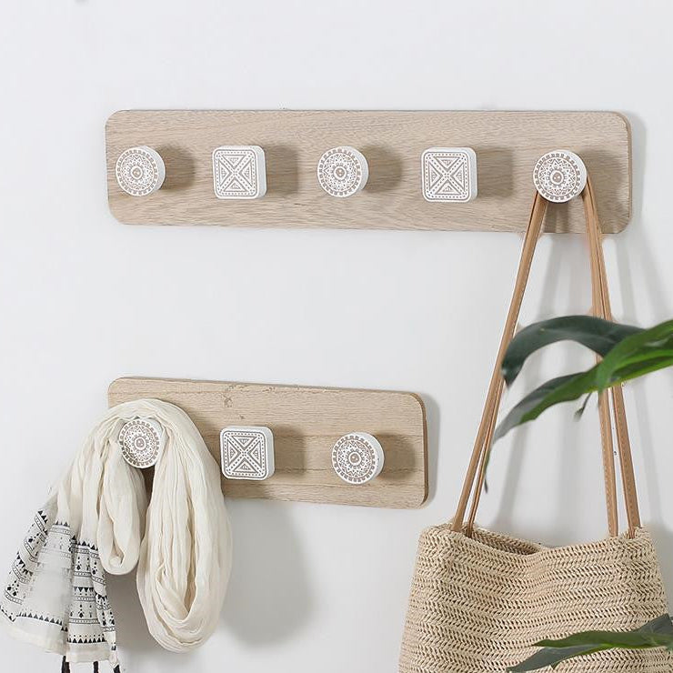 Rustic Wooden Wall Hooks for Coats and Keys - Luxicro