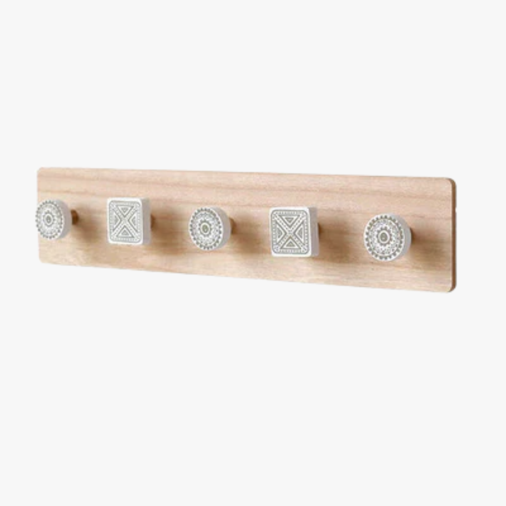 Rustic Wooden Wall Hooks for Coats and Keys