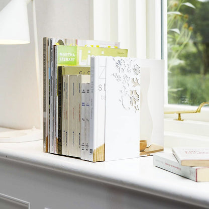 Metallic Book Ends Set of 2 Steel Bookrests