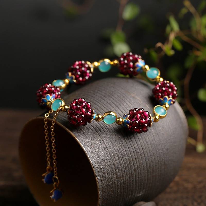Gemstone Berry Color Fashion Bracelet - Luxicro