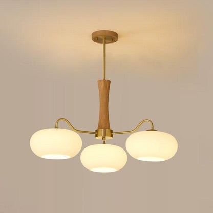 Vintage Glass and Wood Pendant Light Fixture