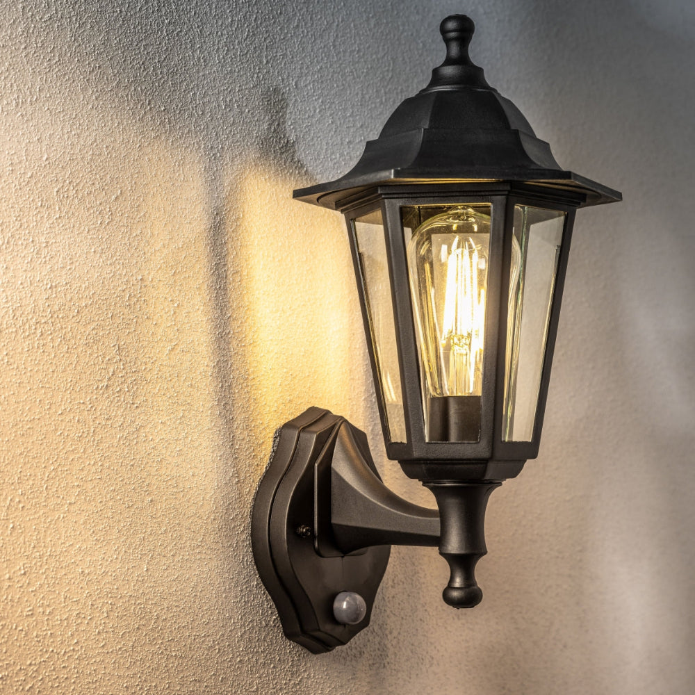 Classic Motion Sensor Outdoor Wall Lamp in Black - Luxicro