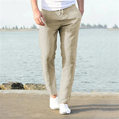 Relaxed Fit Men's Linen Blend Casual Pants - Luxicro