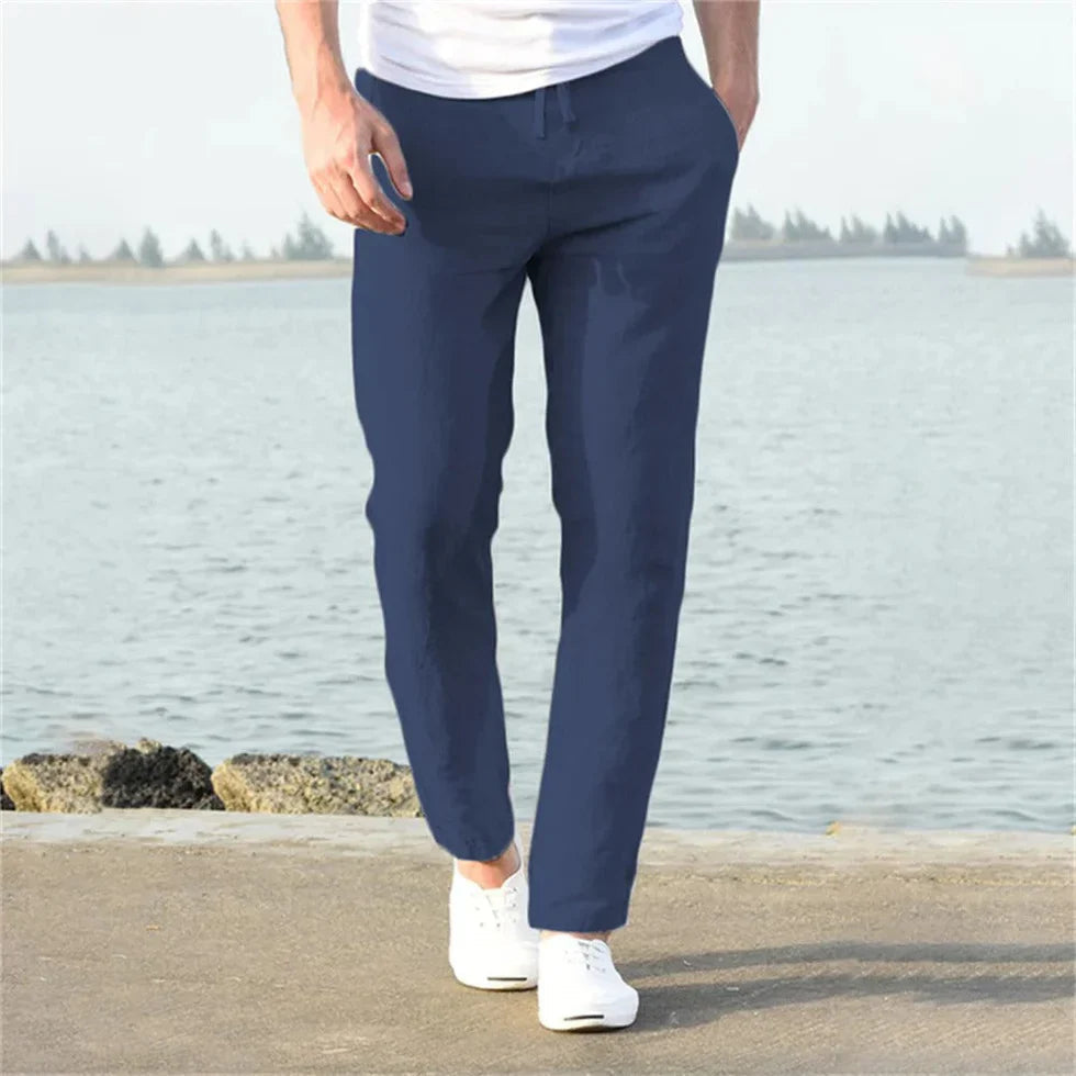 Relaxed Fit Men's Linen Blend Casual Pants