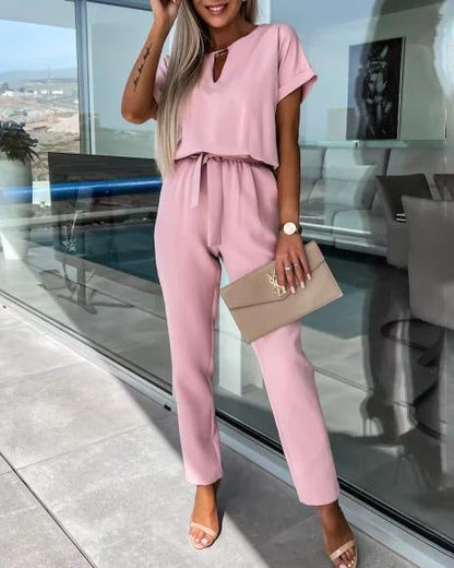 Comfortable V-Neck Women's Jumpsuit for Formal Events