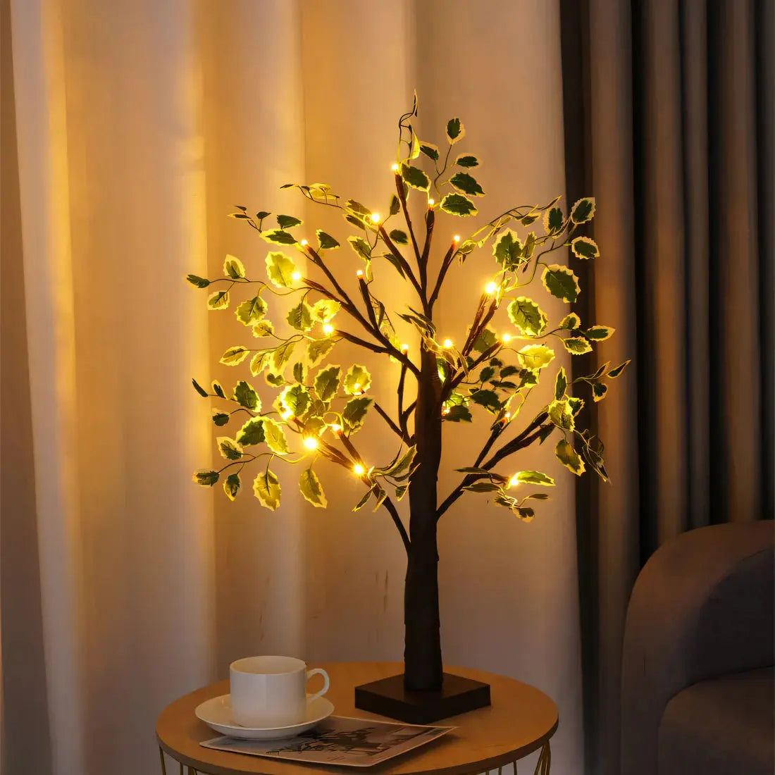 Rustic Tree Table Lamp – Soft LED Light - Luxicro