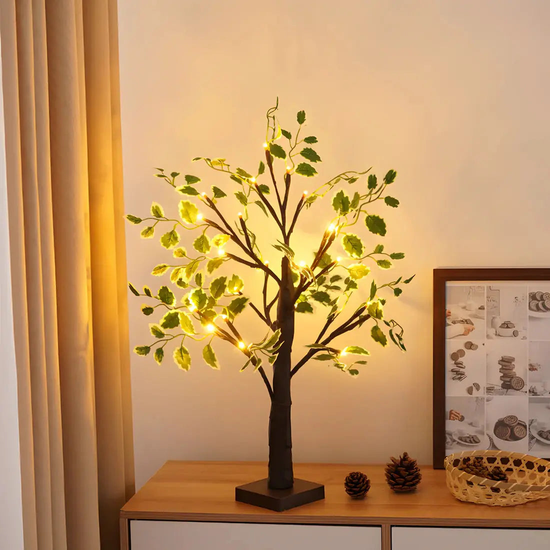 Rustic Tree Table Lamp – Soft LED Light