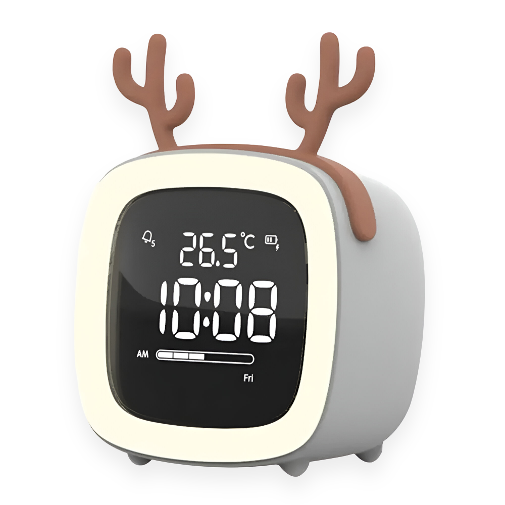 Cute Kids Alarm Clock with LED Nightlight