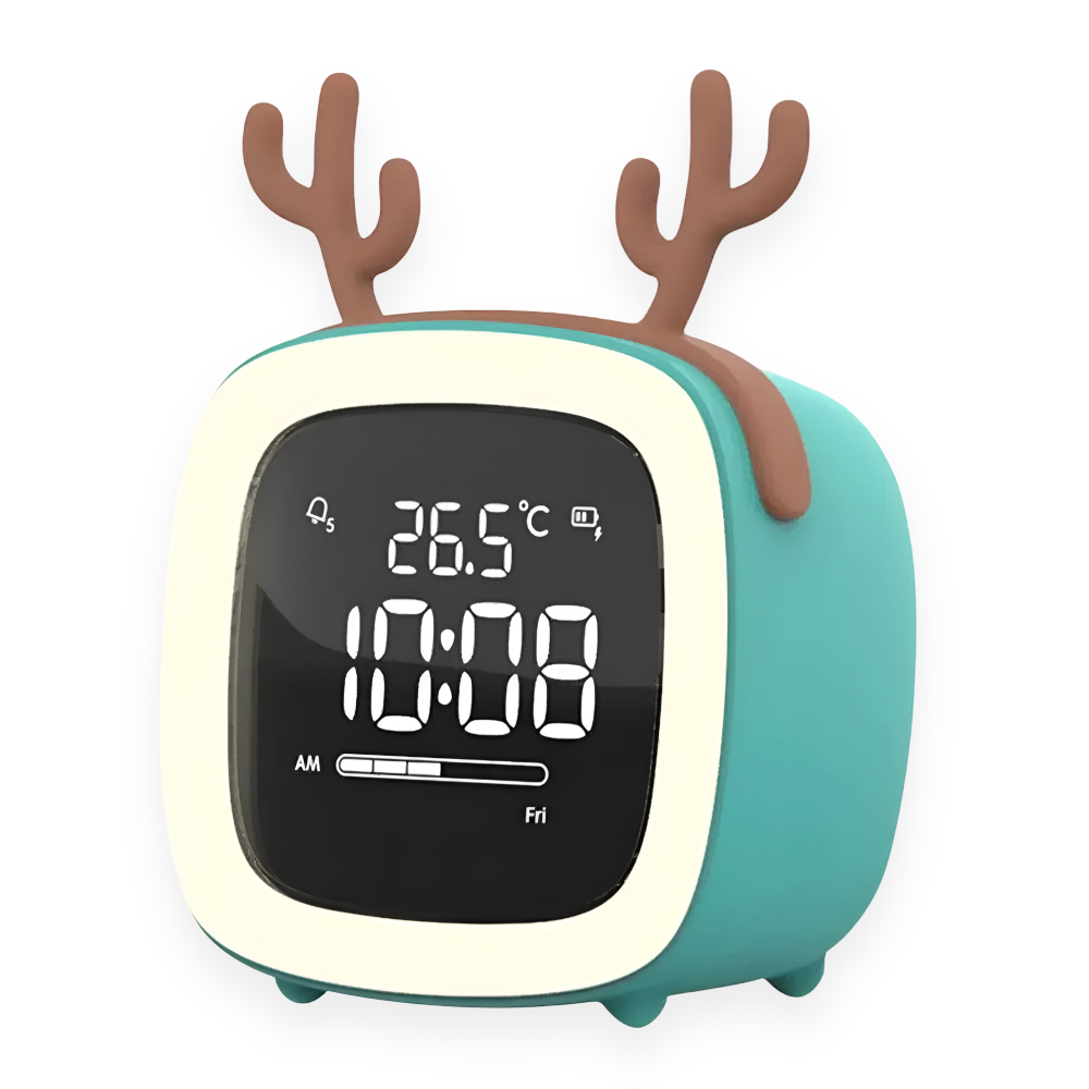 Cute Kids Alarm Clock with LED Nightlight