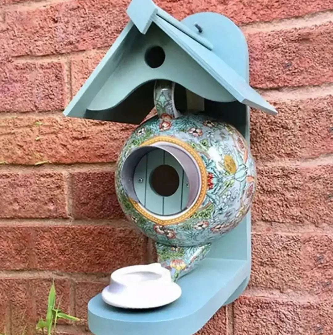 Vibrant Ceramic Bird House Teapot