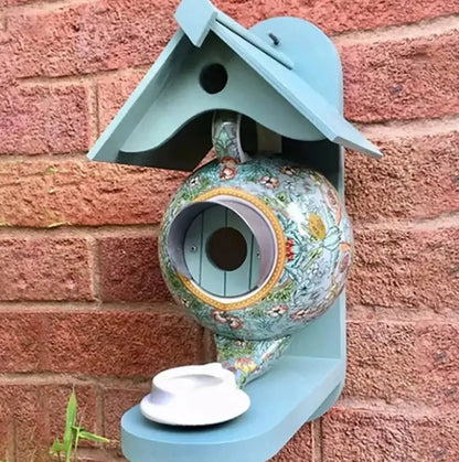 Vibrant Ceramic Bird House Teapot