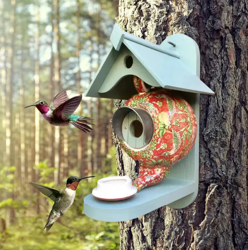 Vibrant Ceramic Bird House Teapot