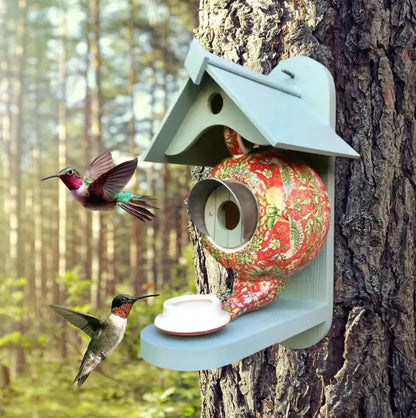 Vibrant Ceramic Bird House Teapot