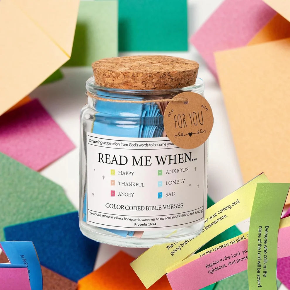 Inspirational Bible Quotes Jar | 67 Uplifting Color-Coded Verses