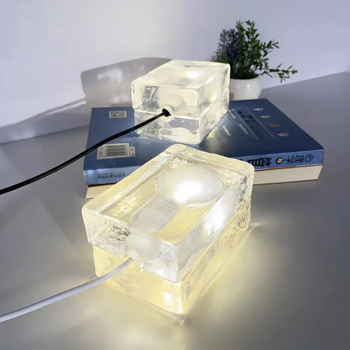 Sleek Clear Glass Table Lamp with Bright LED Light