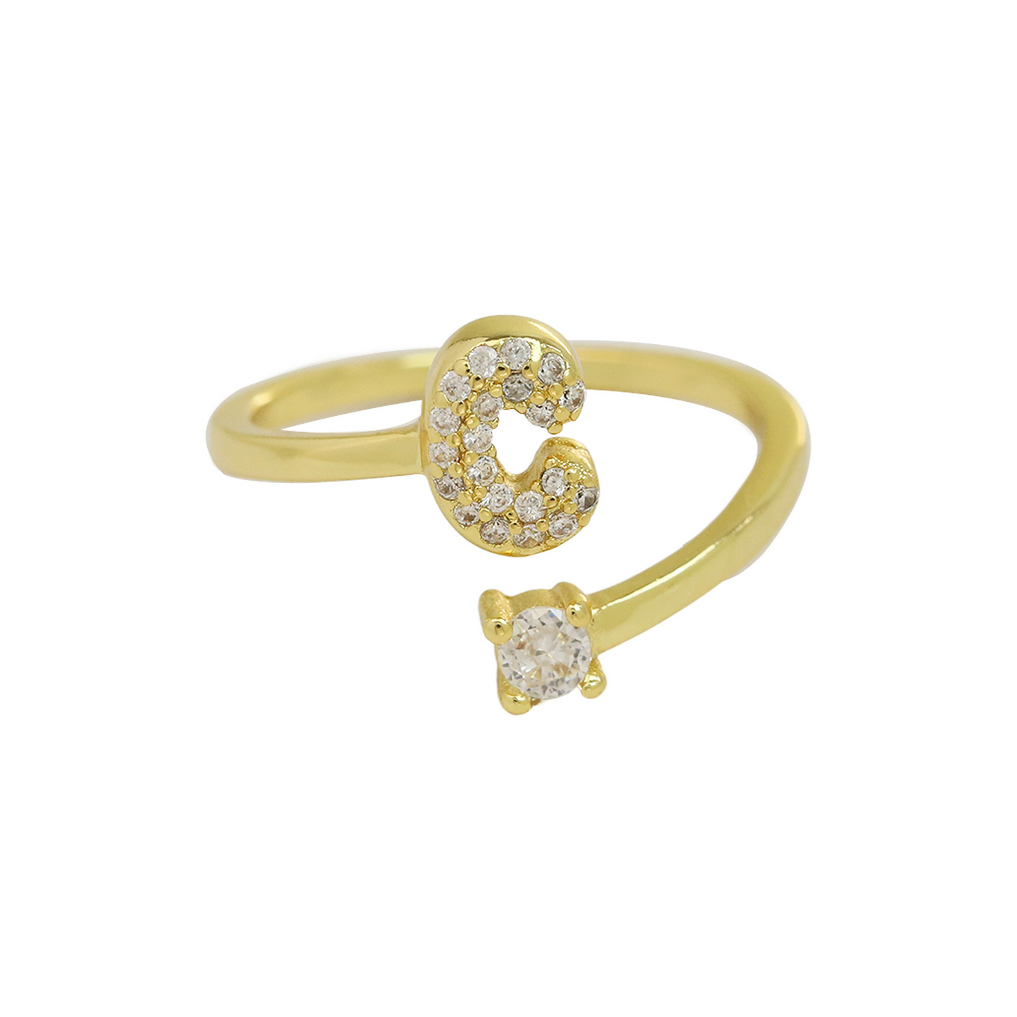 Elegant Glitter Initial Diamond Ring