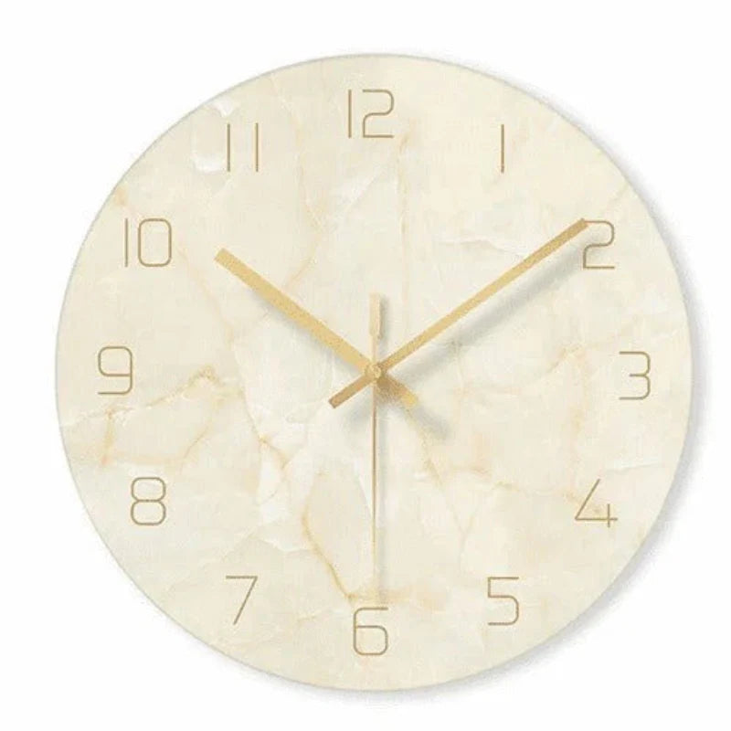 Luxury Marble Wall Clock with Golden Accents