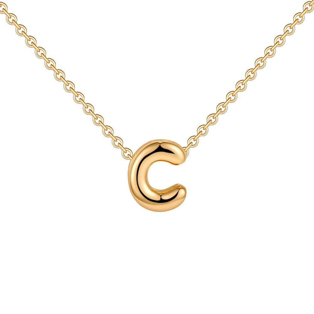 Dainty Engraved Letter Pendant Necklace
