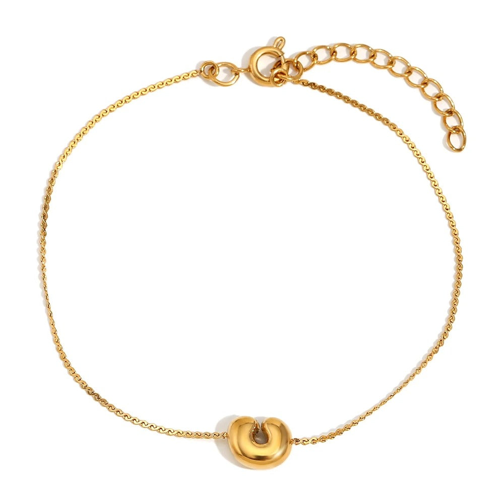 Dainty Personalized Letter Charm Bangle