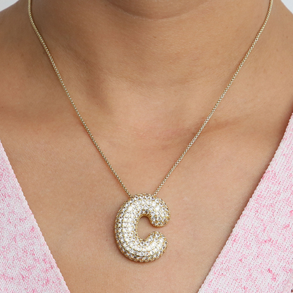 Big Letter Sparkle Initial Necklaces