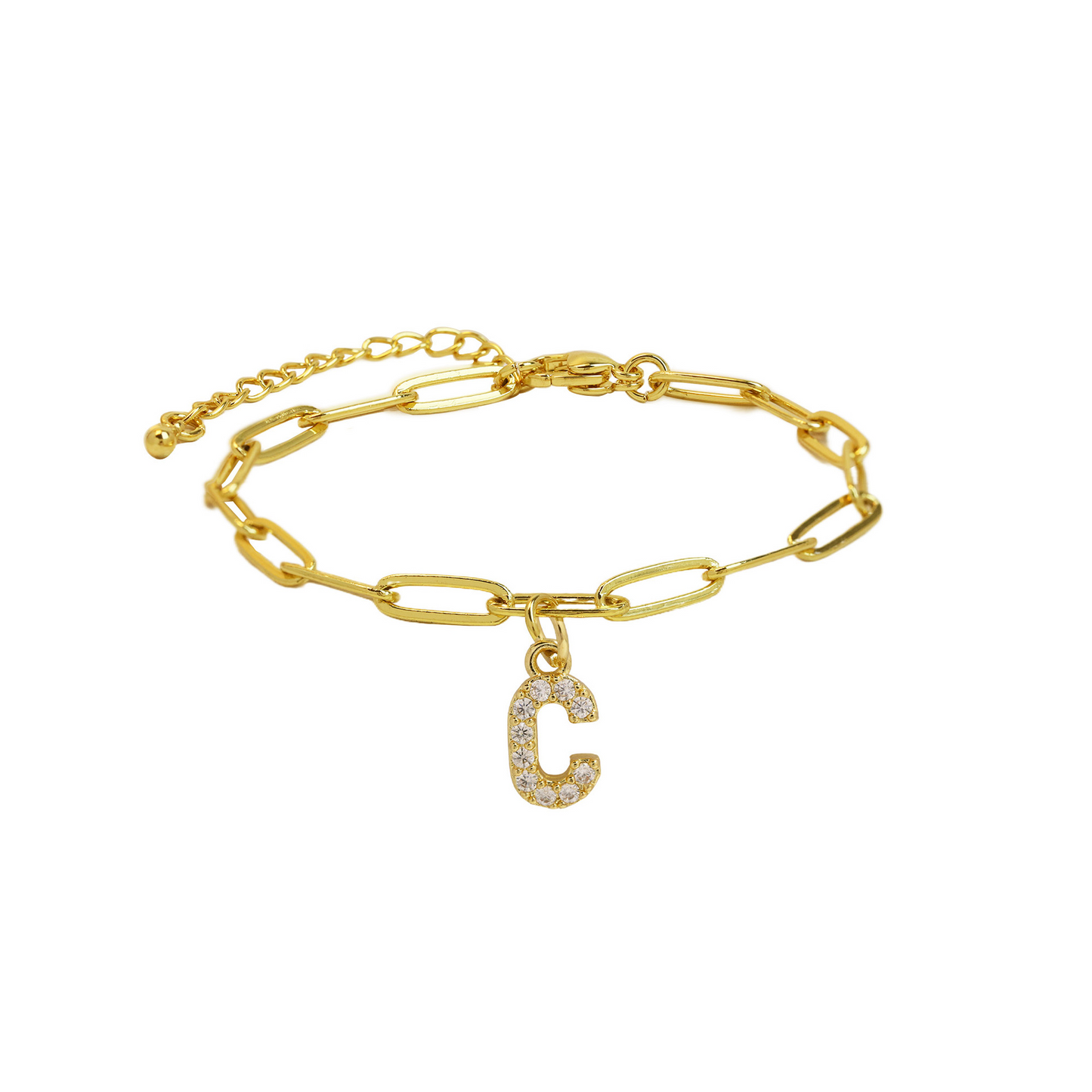 Dainty Monogram Paperclip Chain Bracelet