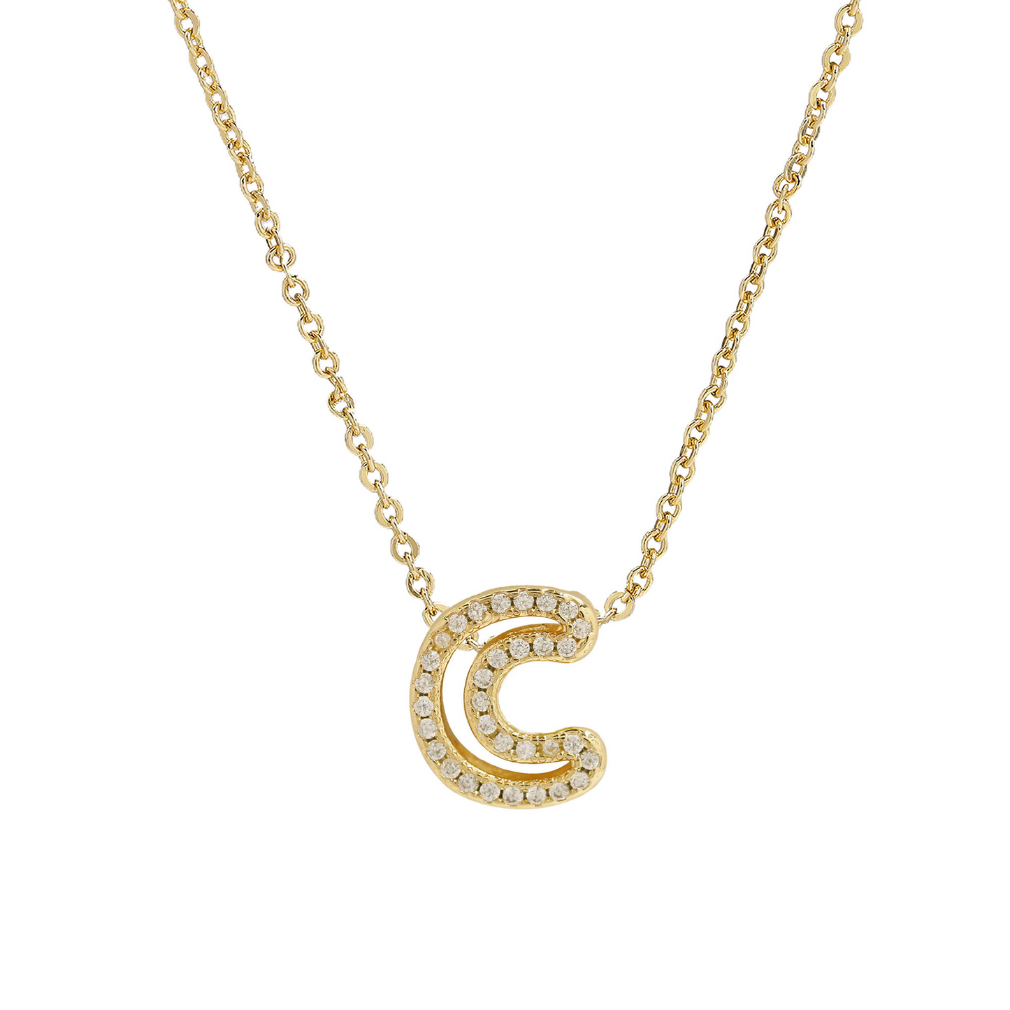 Shining Monogram Diamond Pendant Necklace