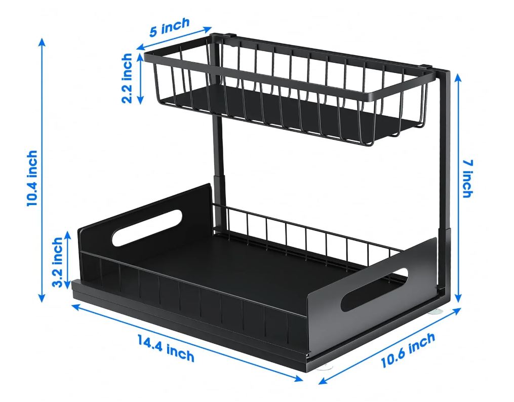 Space Saving 2 Tier Under Sink Storage Cabinet